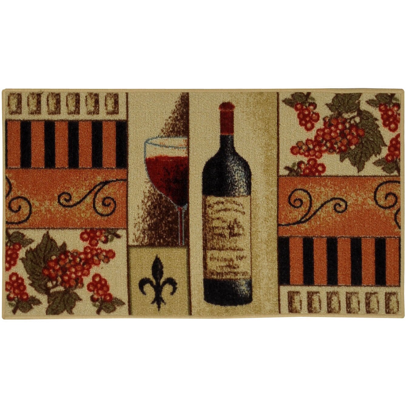 French Wine Gl Non Skid Kitchen Mat Rubber Back Rug 18 X Non Skid Kitchen Mat Rubber Back Rug