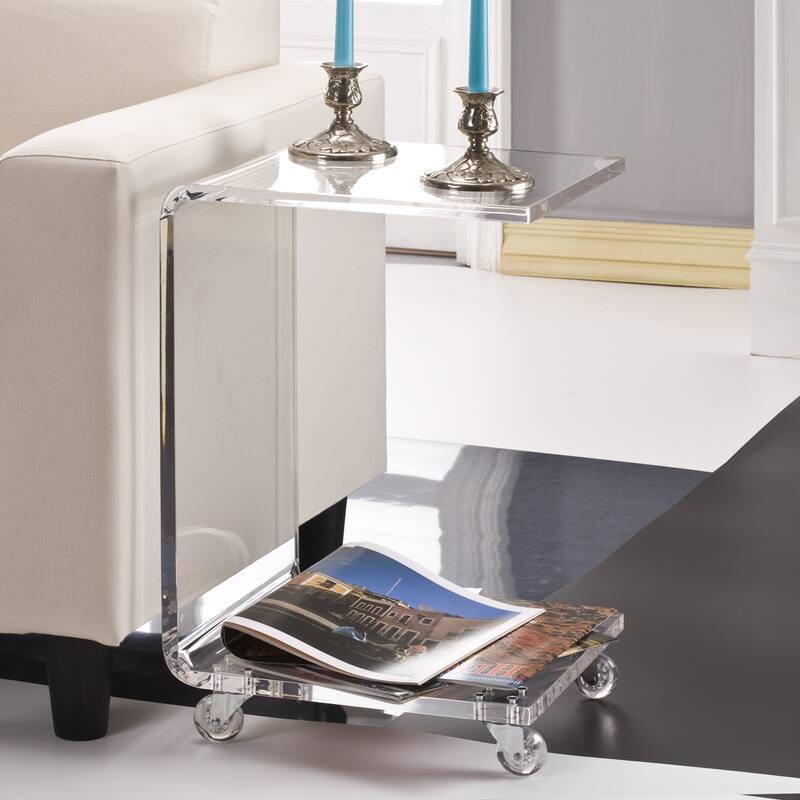 C Shape 100-percent Acrylic Indoor/Outdoor Accent Table - Clear