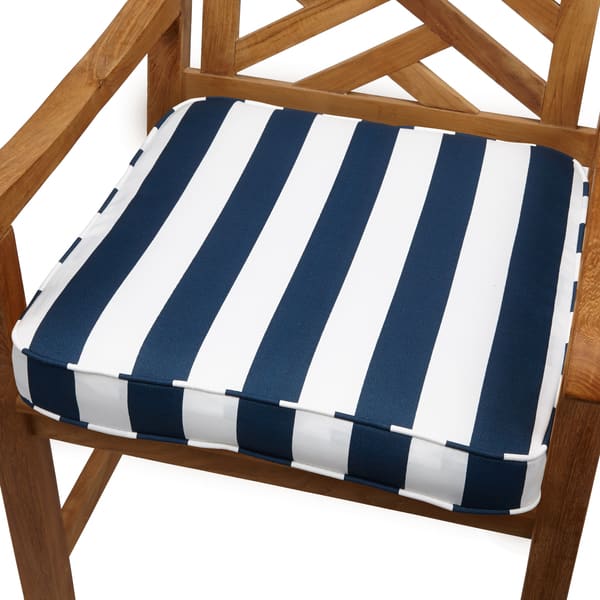 Sorra Home Navy Stripe 20inch Indoor/ Outdoor Corded Chair Cushion