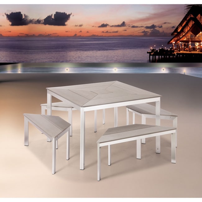 Grey Center Outdoor Bench