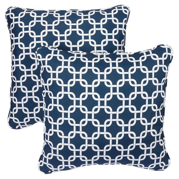 Knotted Navy Corded Indoor/ Outdoor Square Pillows (Set of 2)
