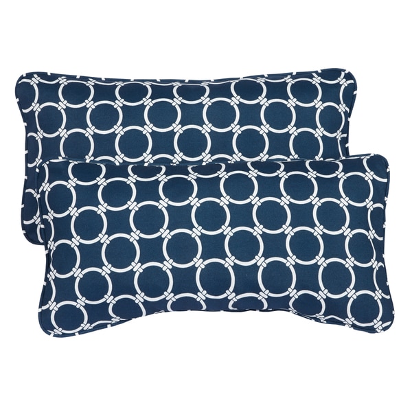 Shop Links Navy Corded 12 x 24 Inch Indoor/ Outdoor Lumbar Pillows (Set