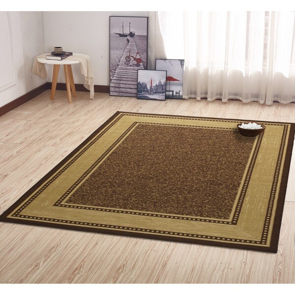 Ottomanson Ottohome Collection Color Contemporary Bordered Design Runner Rug