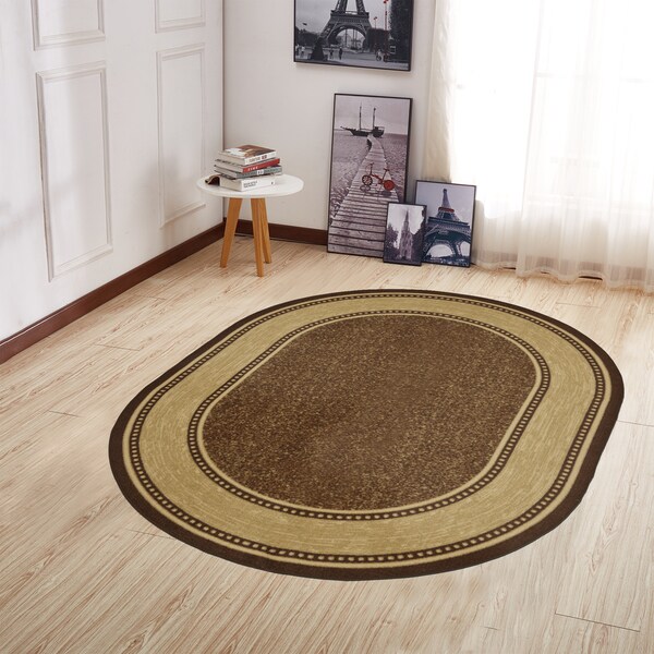 Ottomanson Ottohome Collection Color Contemporary Bordered Design Runner Rug