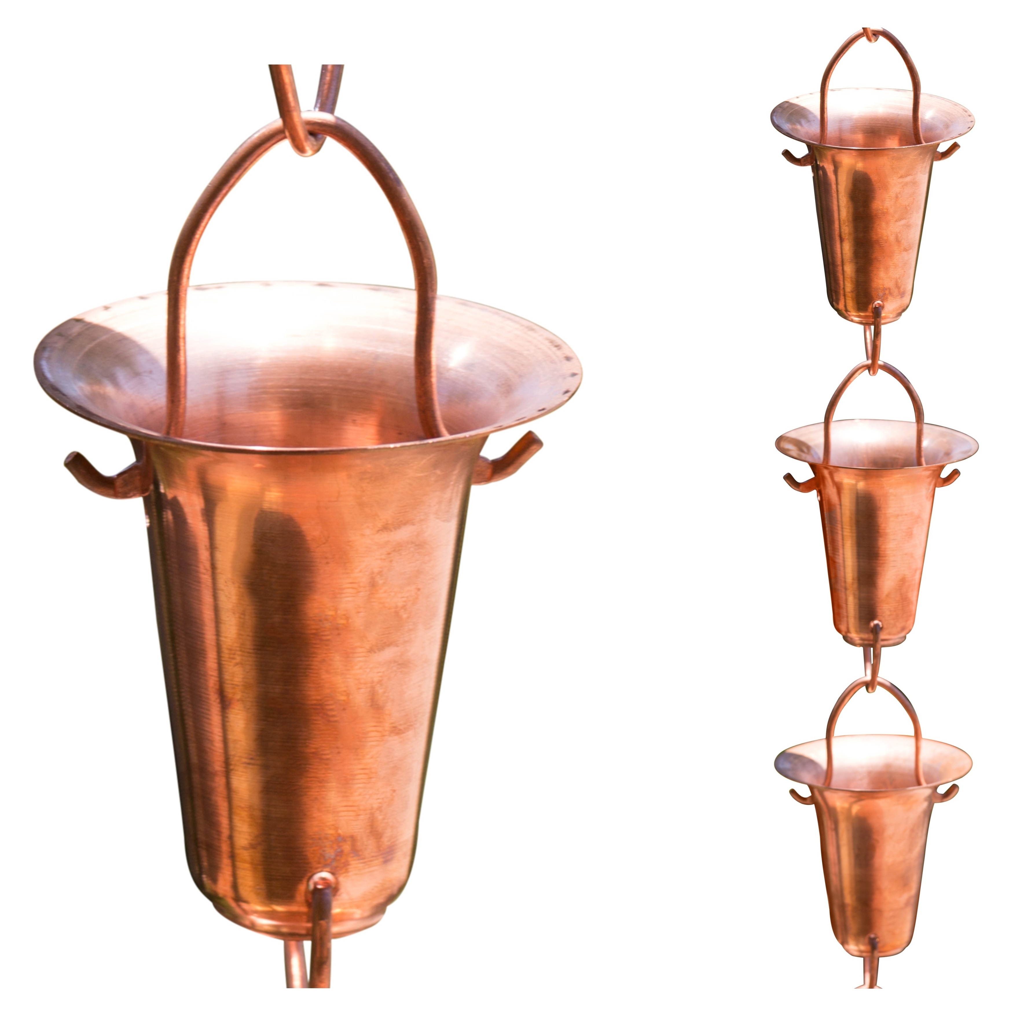 8.5 foot Pure Copper Taper Cup Rain Chain