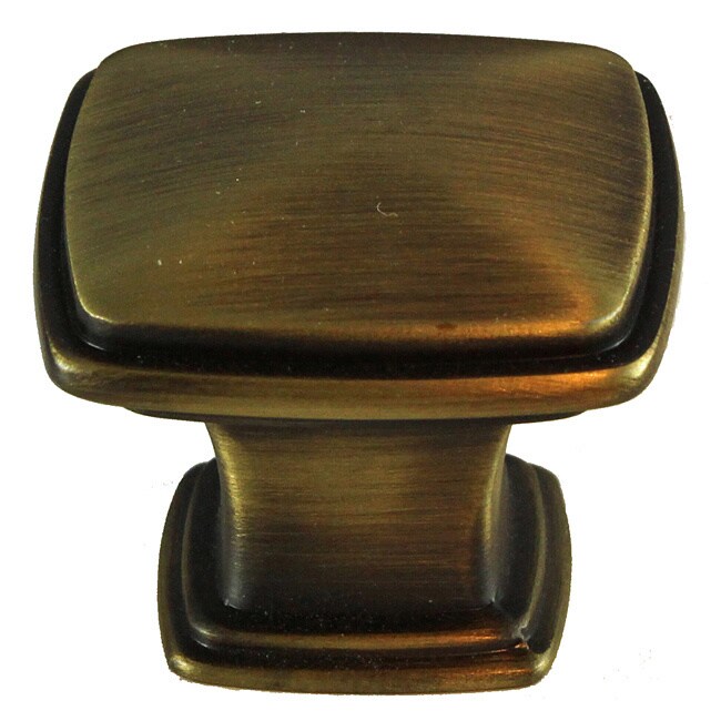 Gliderite Antique Brass Square Deco Cabinet Knobs (pack Of 10) (Die cast zinc alloy Quantity Ten (10)  Dimensions Diameter 1.25 inches, projection 1 inch, base .75 inches For matching pull, search 81092 AB Each knob is individually bagged to prevent 