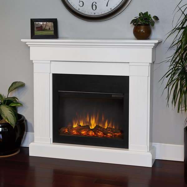 Shop Crawford Slim Line Electric Fireplace In White 47 4l X 9 5w