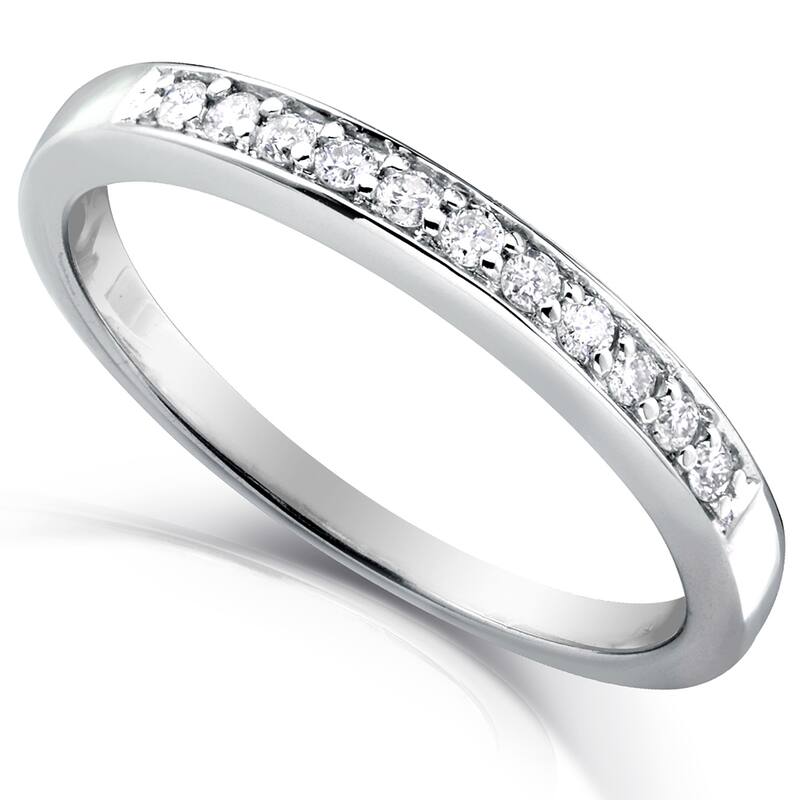 Annello by Kobelli 14k Gold 1/10ct TDW Pave-set Diamond Wedding Ring - Slender 2mm Band