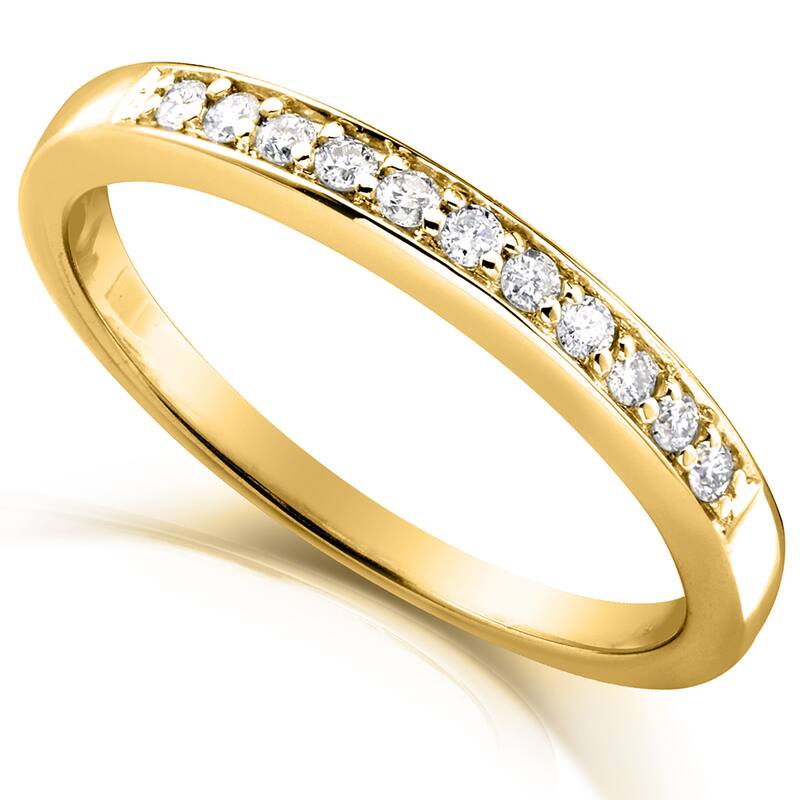 Annello by Kobelli 14k Gold 1/10ct TDW Pave-set Diamond Wedding Ring - Slender 2mm Band