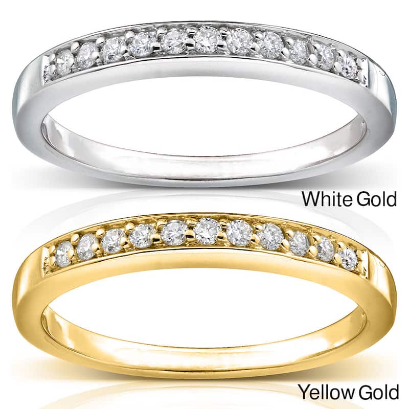 Annello by Kobelli 14k Gold 1/10ct TDW Pave-set Diamond Wedding Ring - Slender 2mm Band
