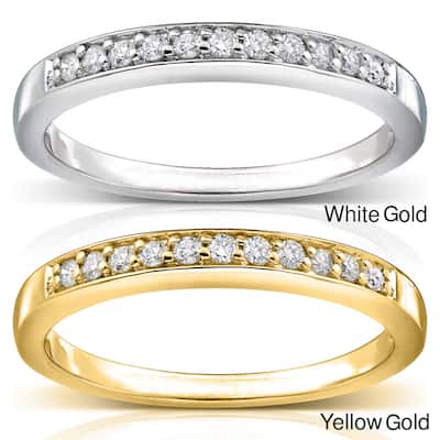 Annello by Kobelli 14k Gold 1/10ct TDW Pave-set Diamond Wedding Ring - Slender 2mm Band