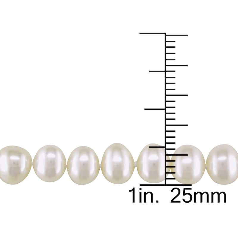 Miadora Sterling Silver White Cultured Freshwater Pearl Necklace (6.5-7 mm)