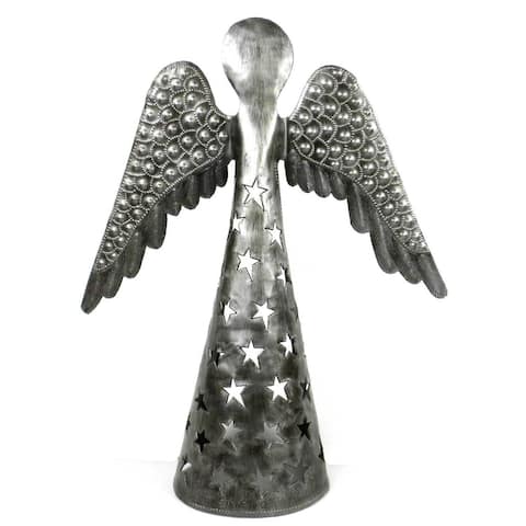 Handmade 14-inch Metalwork Angel - Wings Down (Haiti)