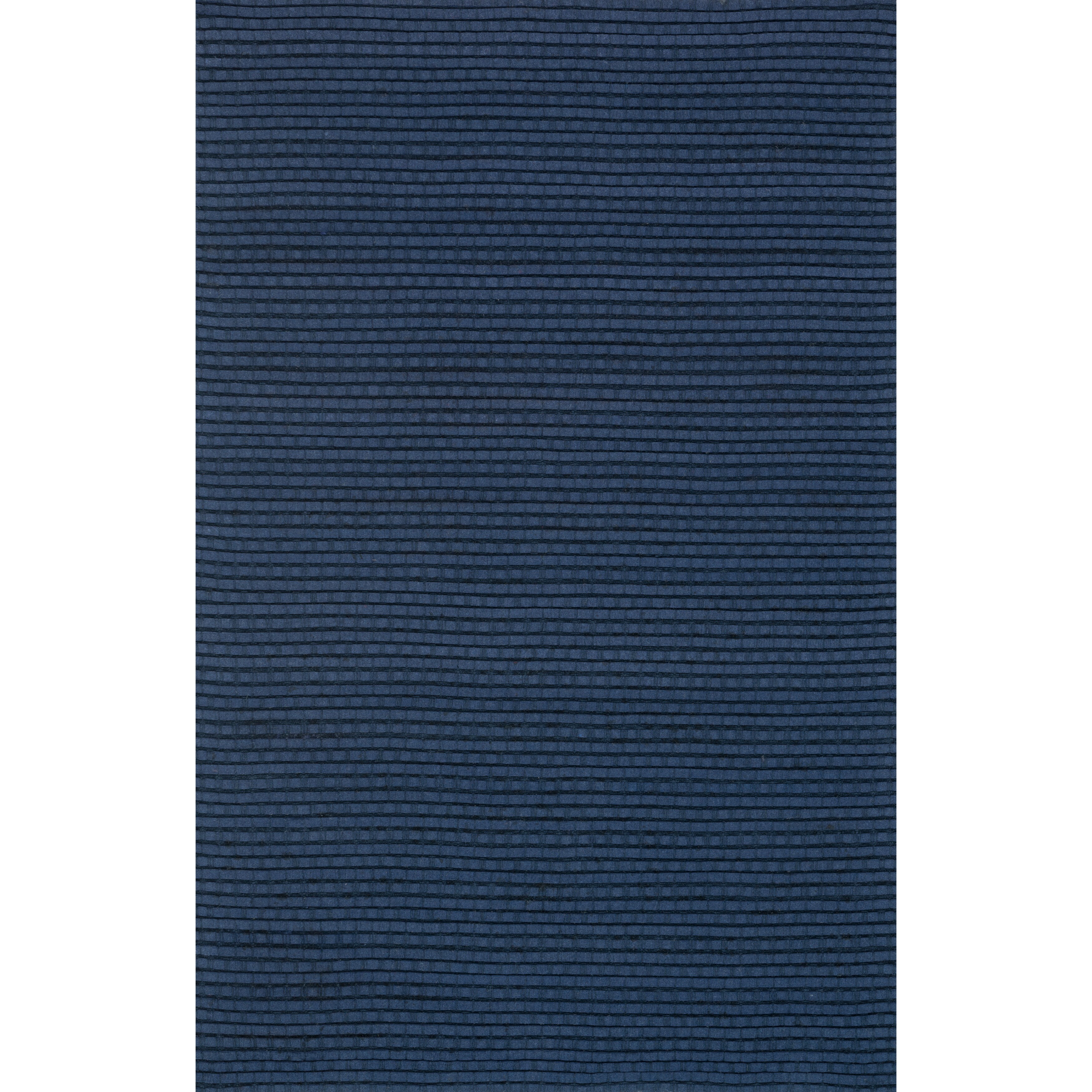 Hand Woven Rhythm Blue Wool Rug (76 X 96)