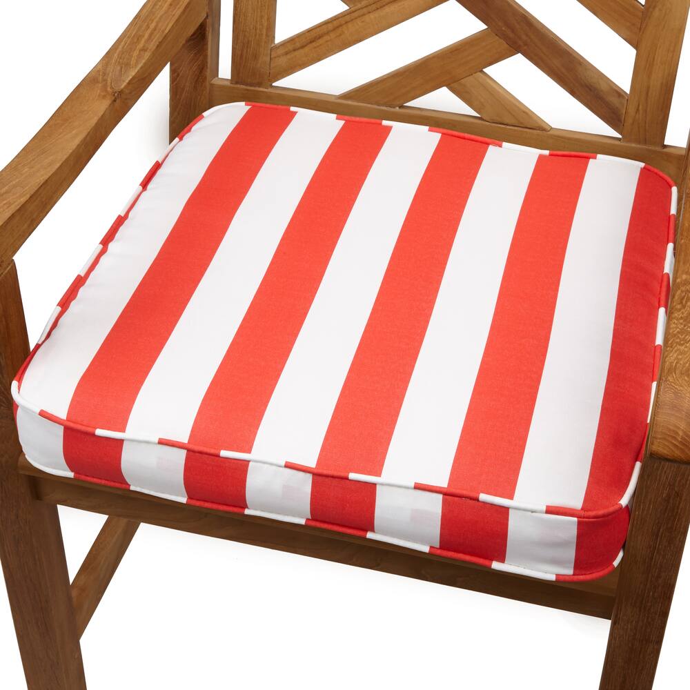 Stripe Coral 19-inch Indoor/ Outdoor Corded Chair Cushion