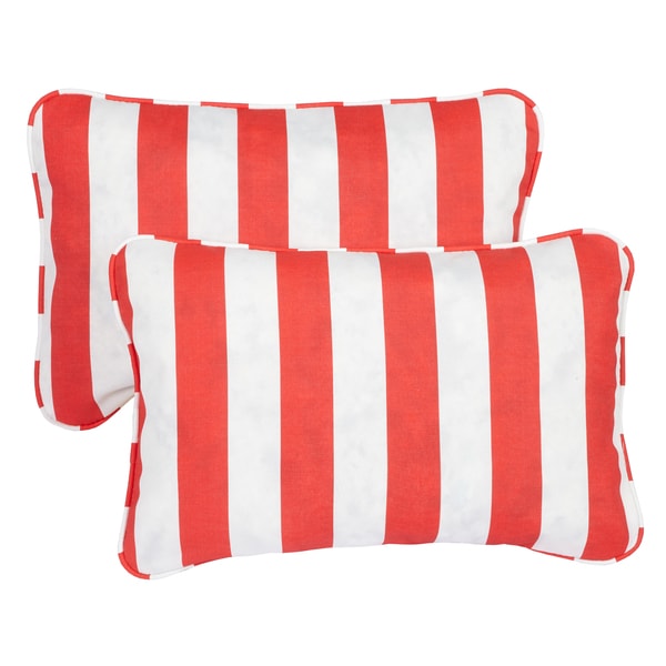 Shop Stripe Coral Corded 13 x 20 inch Indoor/ Outdoor Throw Pillows