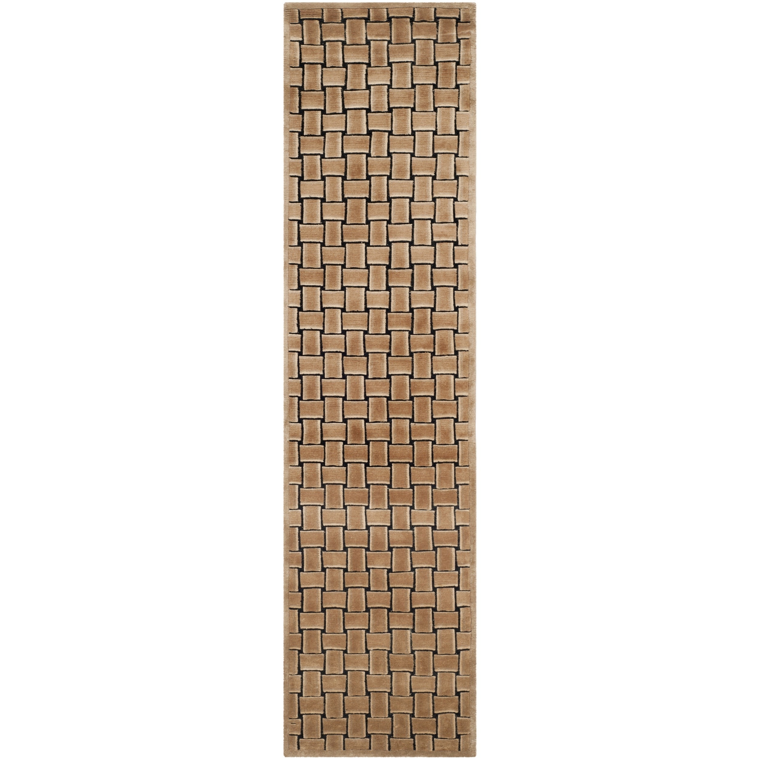 Safavieh Hand knotted Tibetan Taupe/ Black Wool Rug (26 X 12)