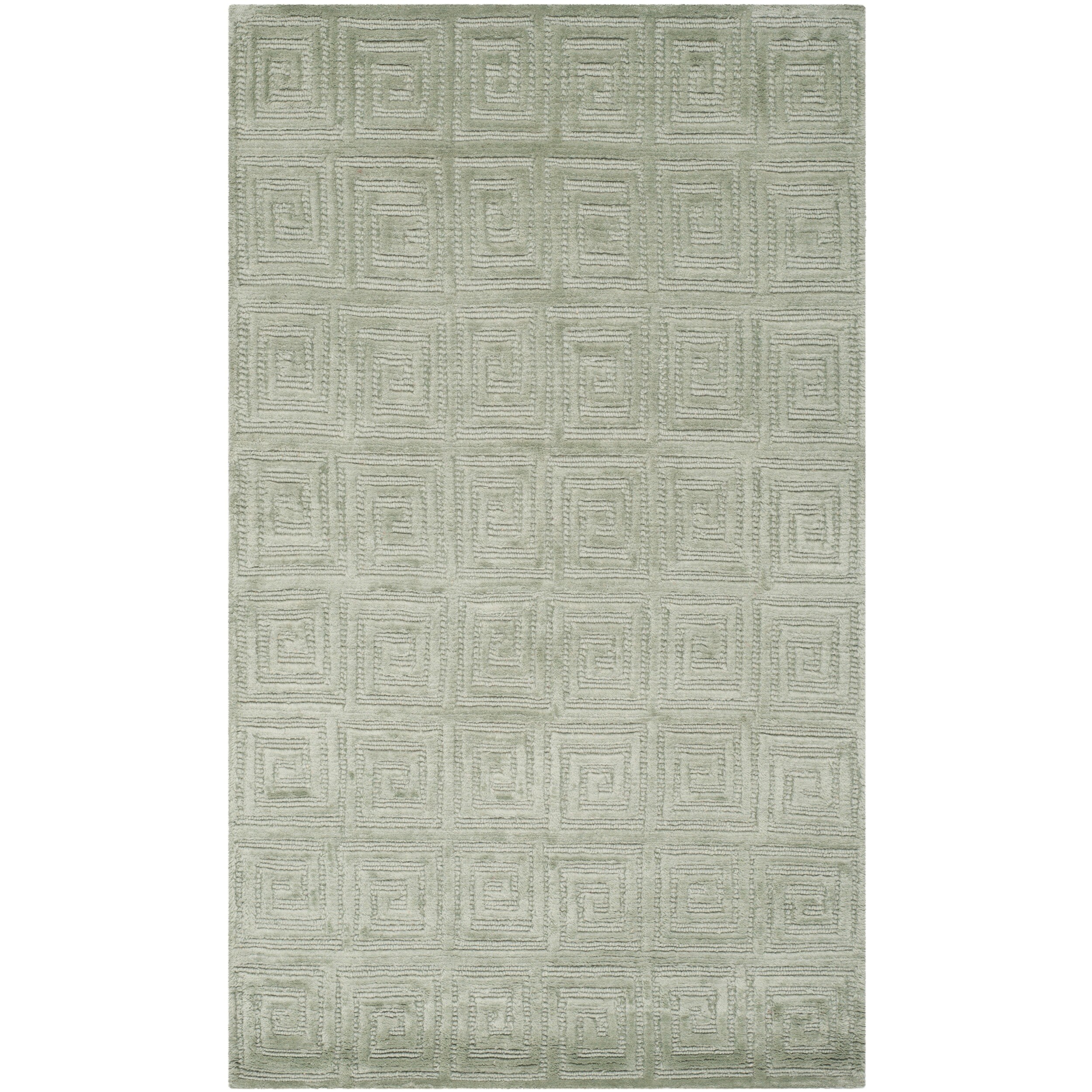 Safavieh Hand knotted Tibetan Greek Key Celadon/ Green Wool Rug (3 X 5)