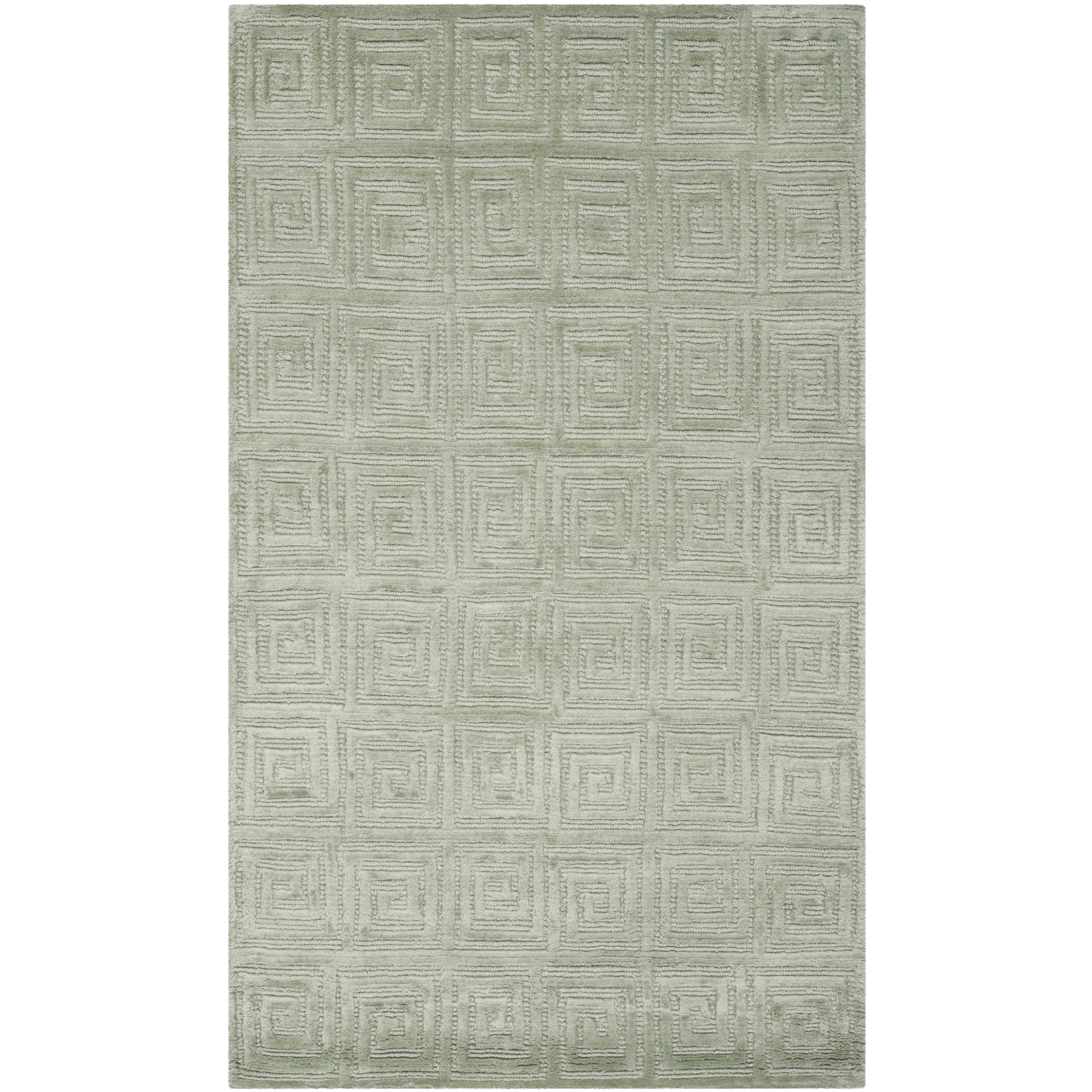 Safavieh Hand knotted Tibetan Greek Key Celadon/ Green Wool Rug (4 X 6)