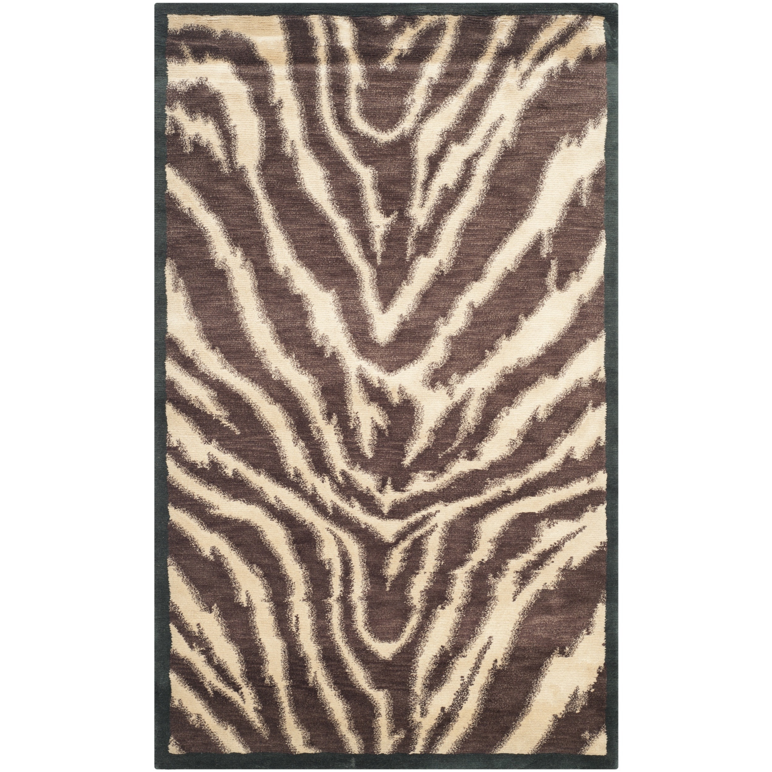 Safavieh Hand knotted Tibetan Black/ Ivory Wool Rug (3 X 5)