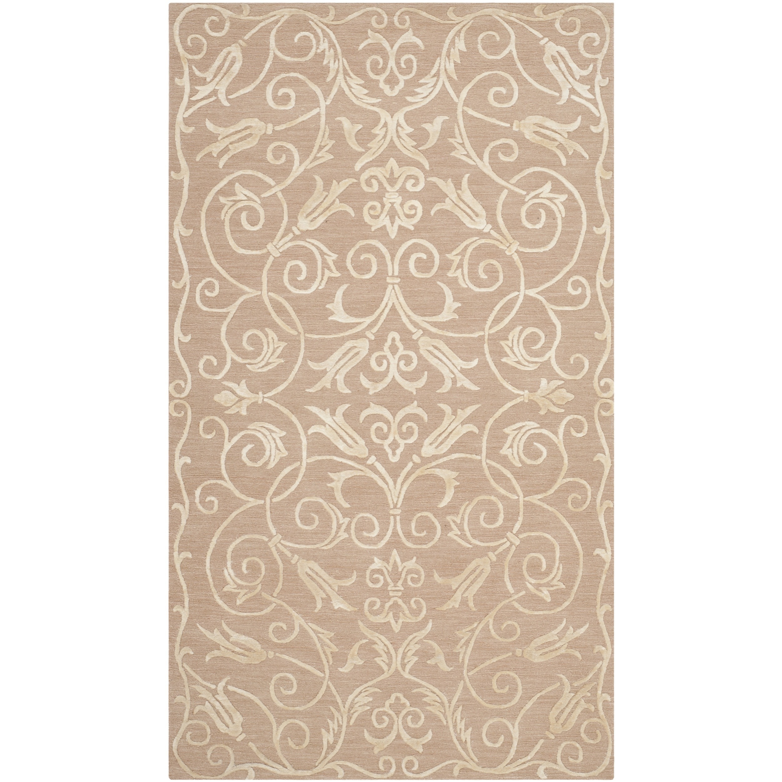 Safavieh Hand knotted Tibetan Iron Scrolls Beige Wool/ Silk Rug (2 X 3)