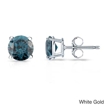 Auriya 14k White or Yellow Gold 1/5ctw Blue Diamond Earrings (I1-I2)