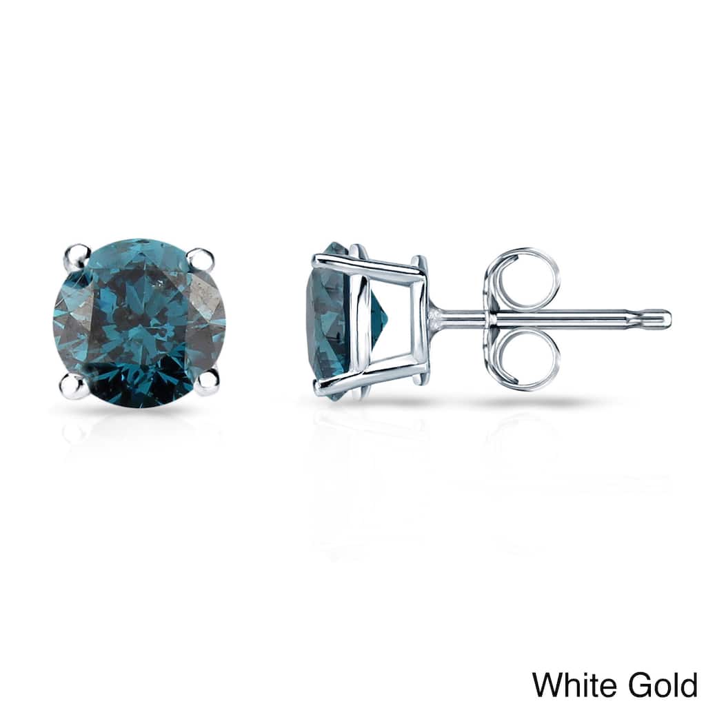 Auriya 14k White or Yellow Gold 1/5ctw Blue Diamond Earrings (I1-I2)