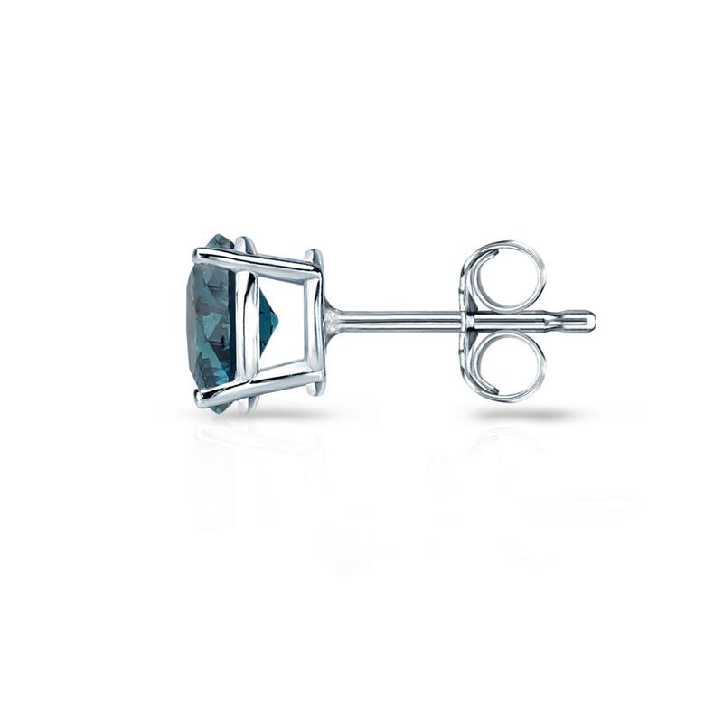 Auriya Sterling Silver 1/5ctw Blue Diamond Stud Earrings (I1-I2)