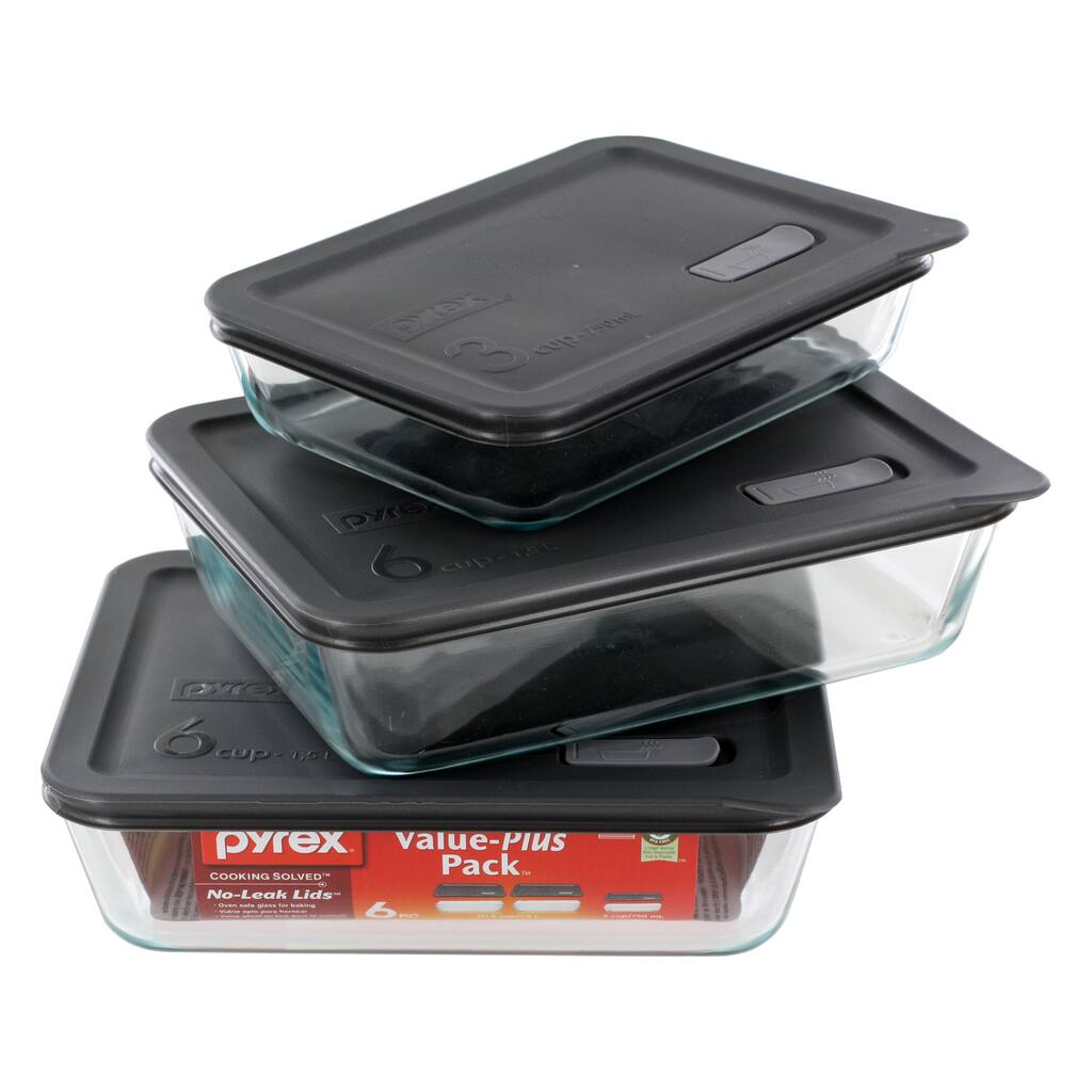 Pyrex No Leak Lids 4-piece Value Pack Storage Dishes with Plastic Covers