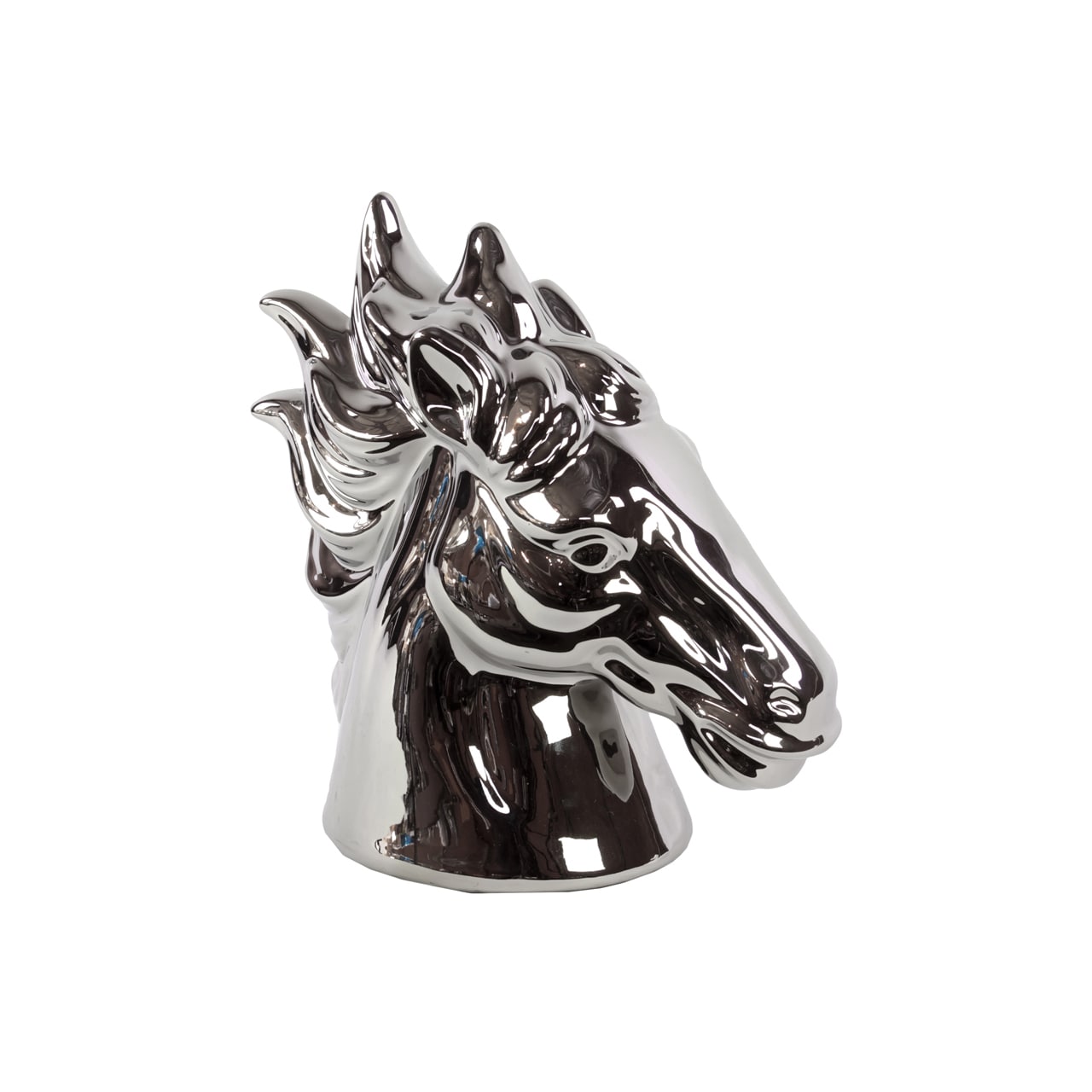 Silvertone Ceramic Horse Head Statue