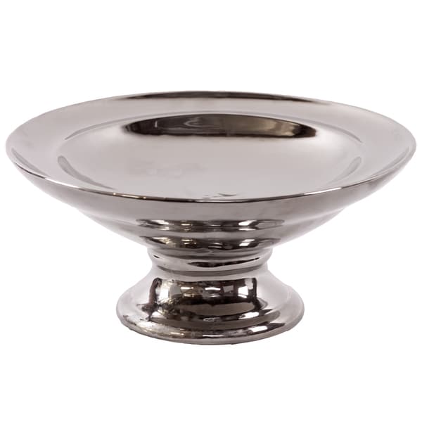 Silver Ceramic Round Decorative Platter