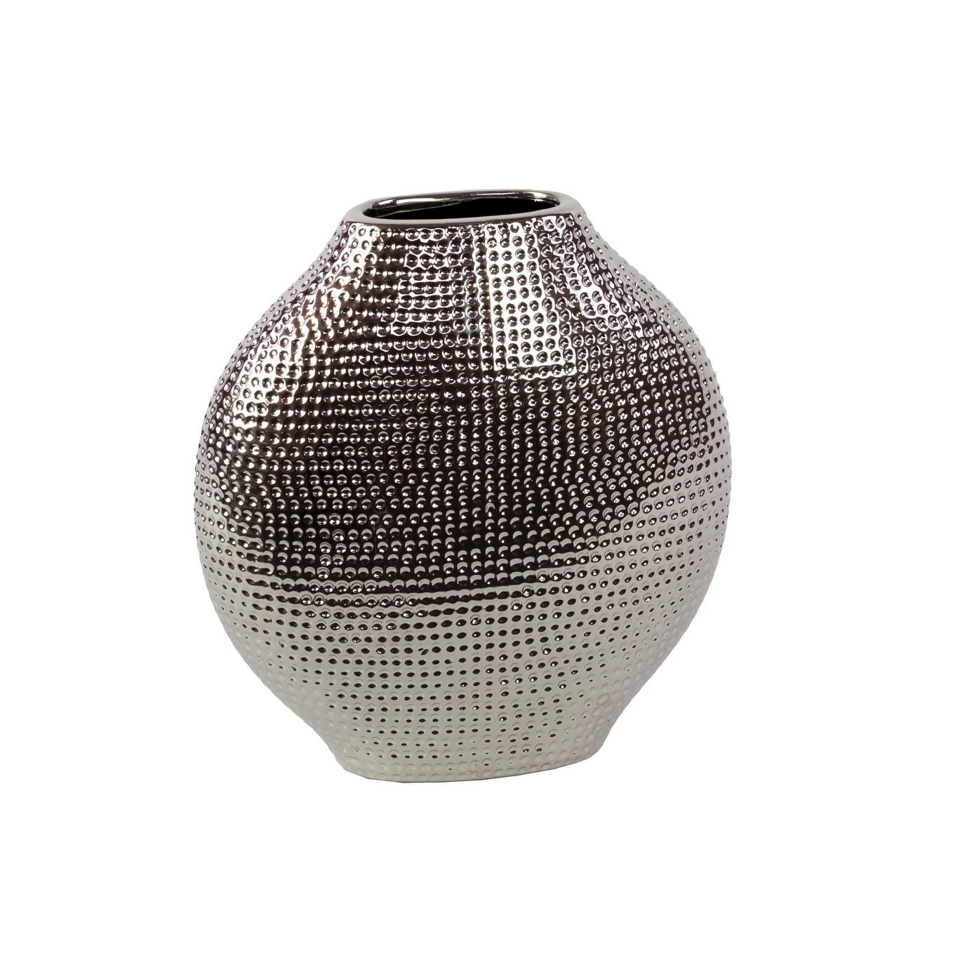 Silvertone Decorative Ceramic Vase (9.85 inches high x 9.85 inches wide x 4.34 inches deepFor decorative purposes onlyDoes not hold water CeramicSize 9.85 inches high x 9.85 inches wide x 4.34 inches deepFor decorative purposes onlyDoes not hold water)