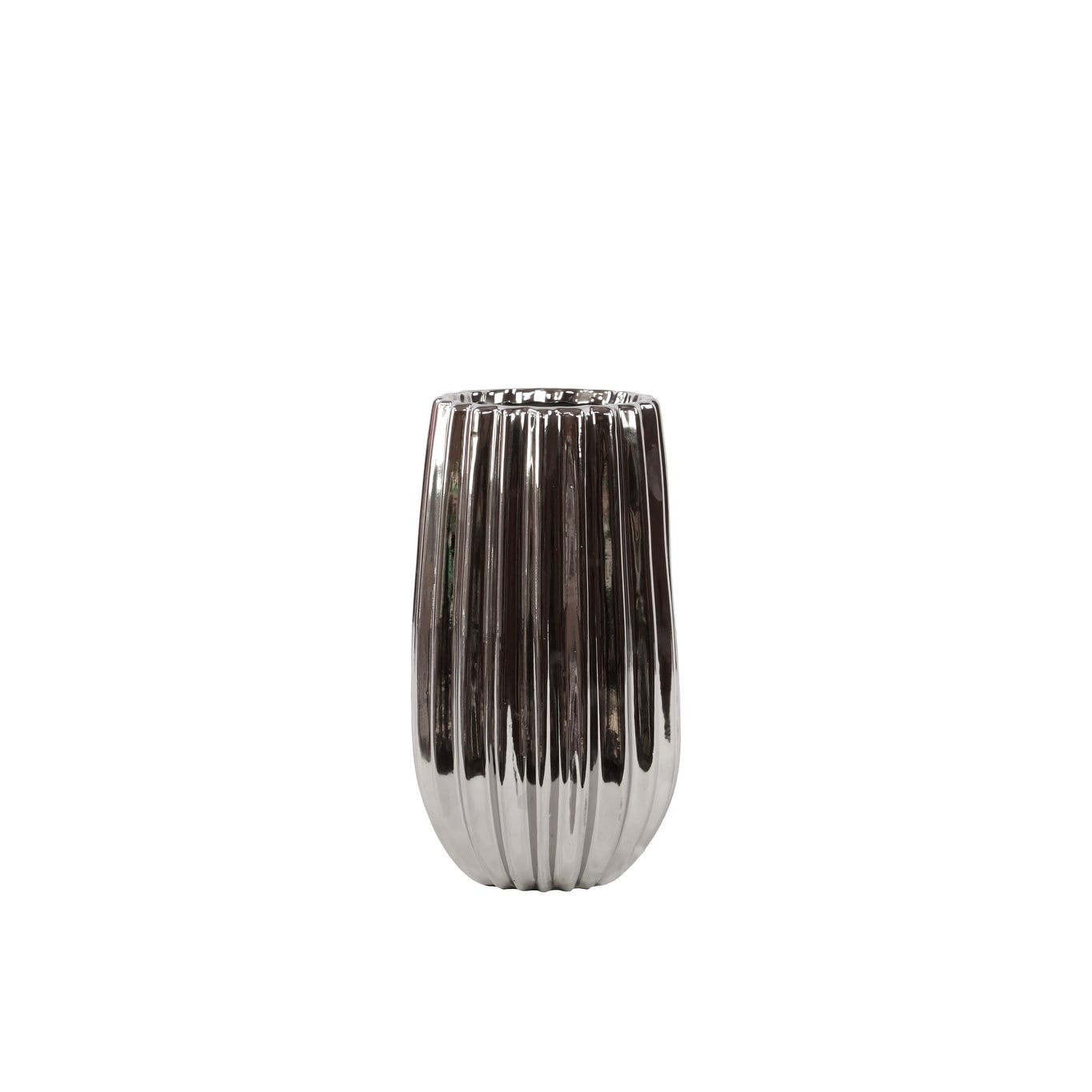 11.8 inch Silver Ribbed Ceramic Vase