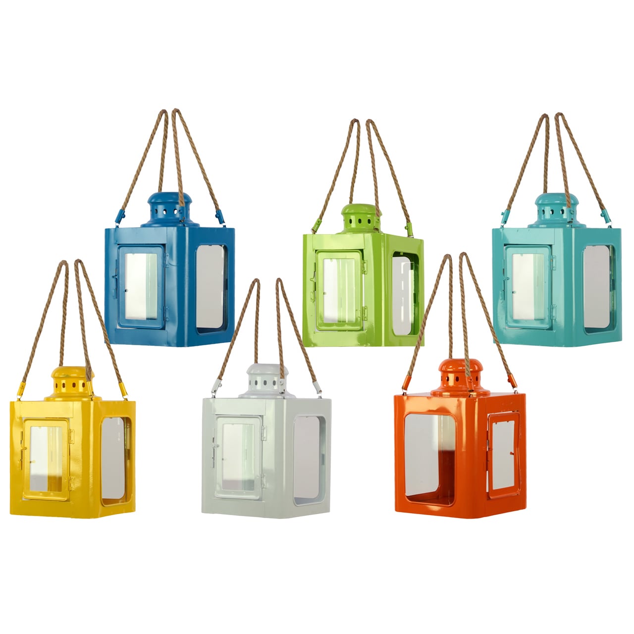 Colorful Metal Lantern Set (set Of 6)