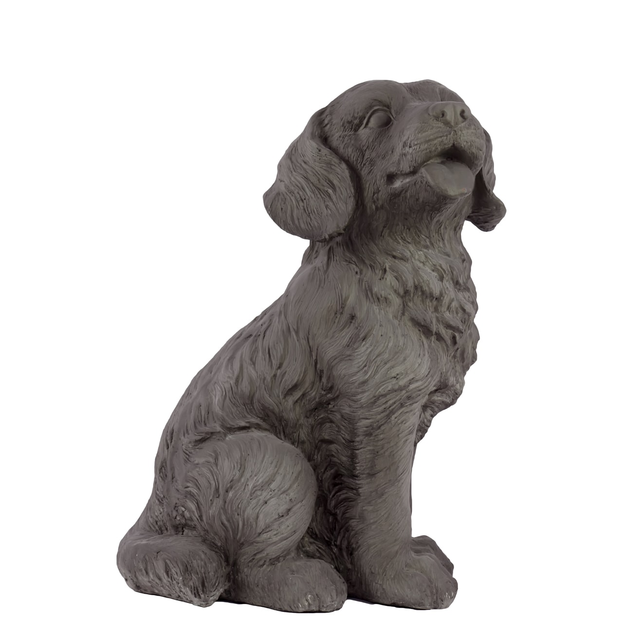 Grey Polystone Fiber Stone Dog