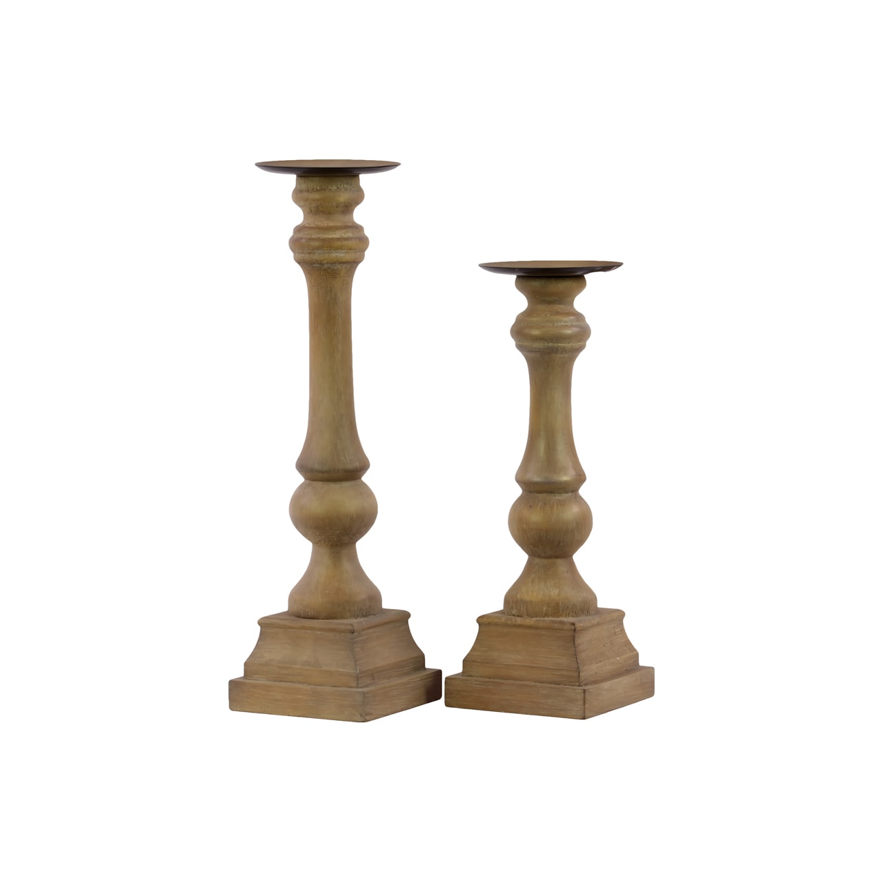 Wood Candle Holders (set Of 2) (Large holder measures 5.13 inches wide x 5.13 inches deep x 19.75 inches high; Small holder measures 5.13 inches wide x 51.3 inches deep x 17 inches highFor decorative purposes only WoodSize Large holder measures 5.13 inch