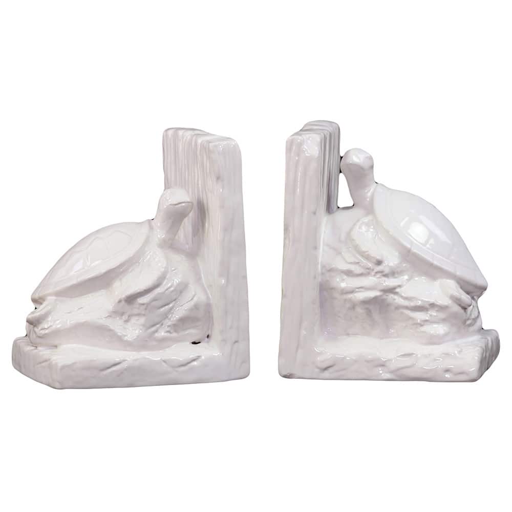 White Ceramic Sea Turtle Bookends