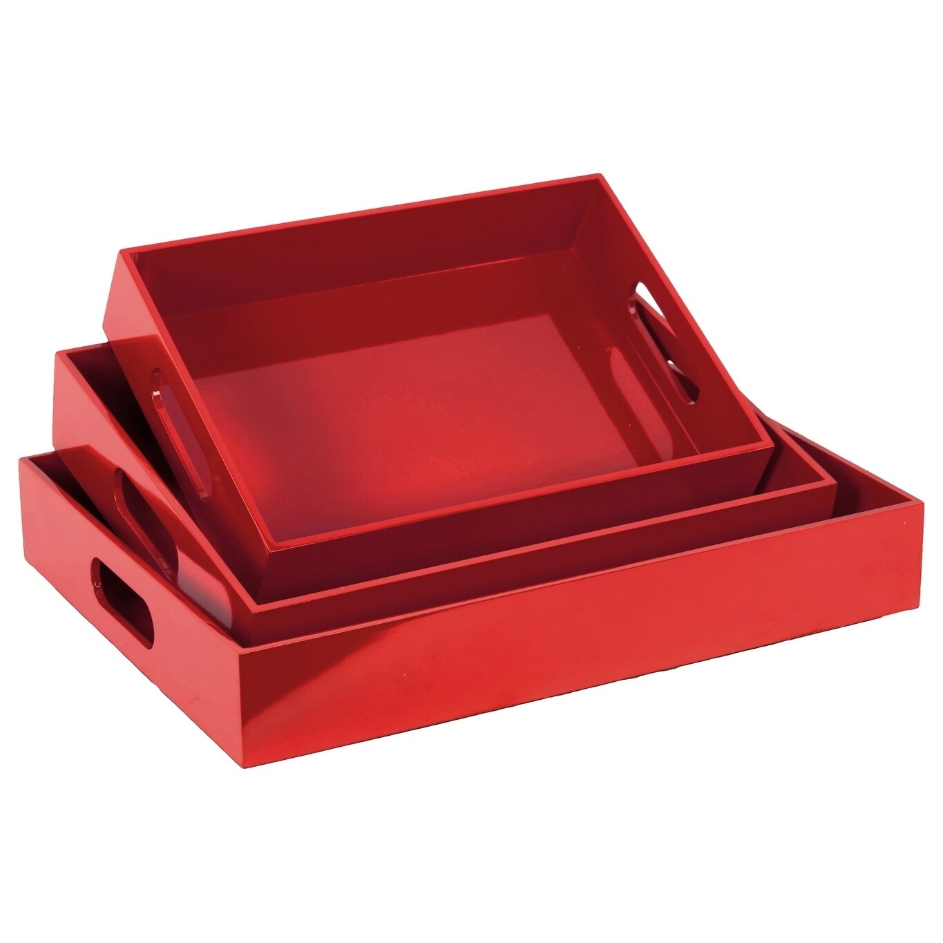 red wooden tray