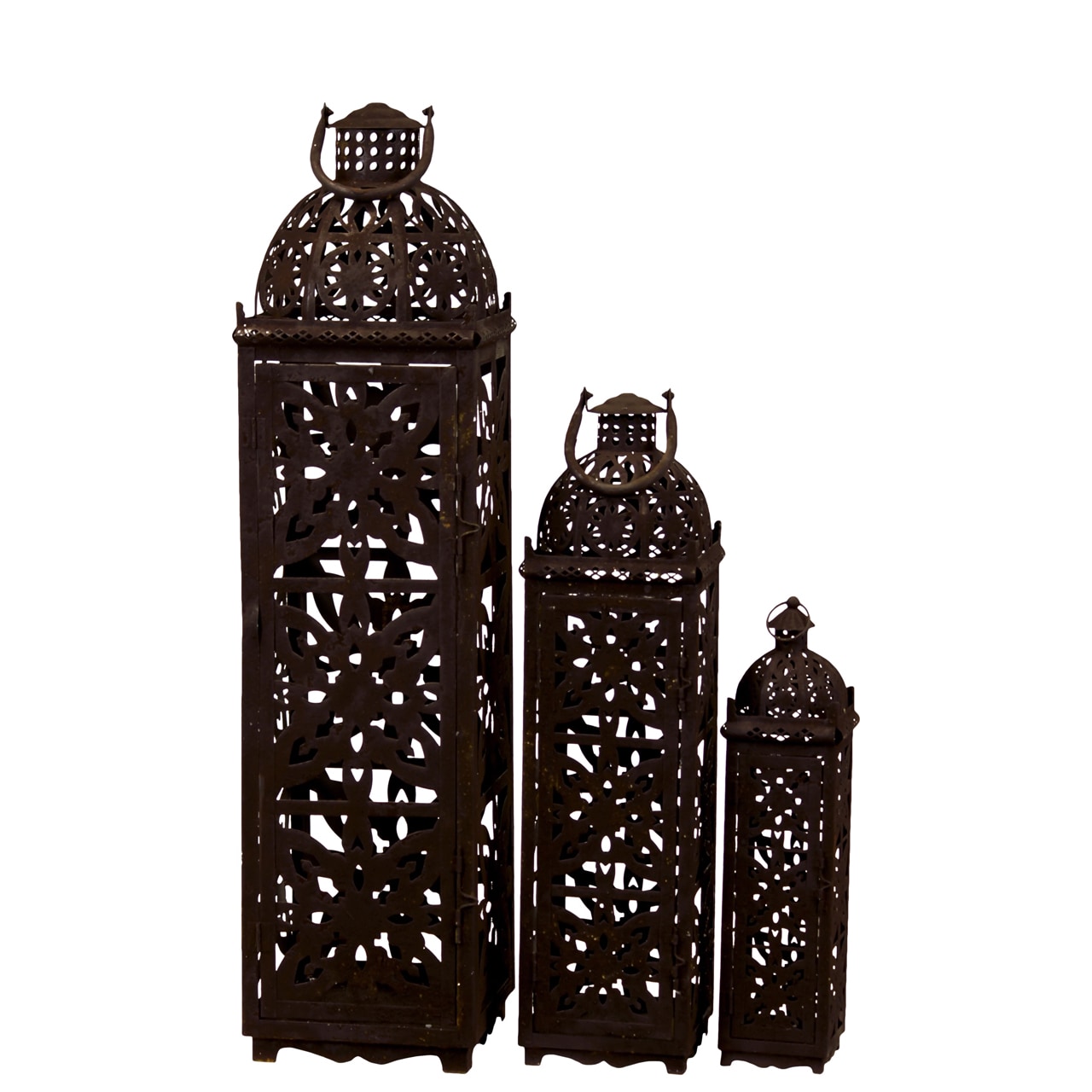 Metal Rustic Lantern (set Of 3)