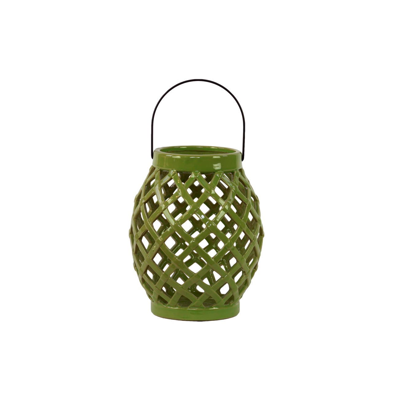 Green Ceramic Lantern (GreenMaterial CeramicDimensions 8.07 inches x8.07 inches x9.75 inchesHFor decorative purposes only CeramicDimensions 8.07 inches x8.07 inches x9.75 inchesHFor decorative purposes only)