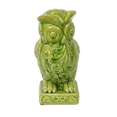Green Ceramic Decorative Owl Figurine