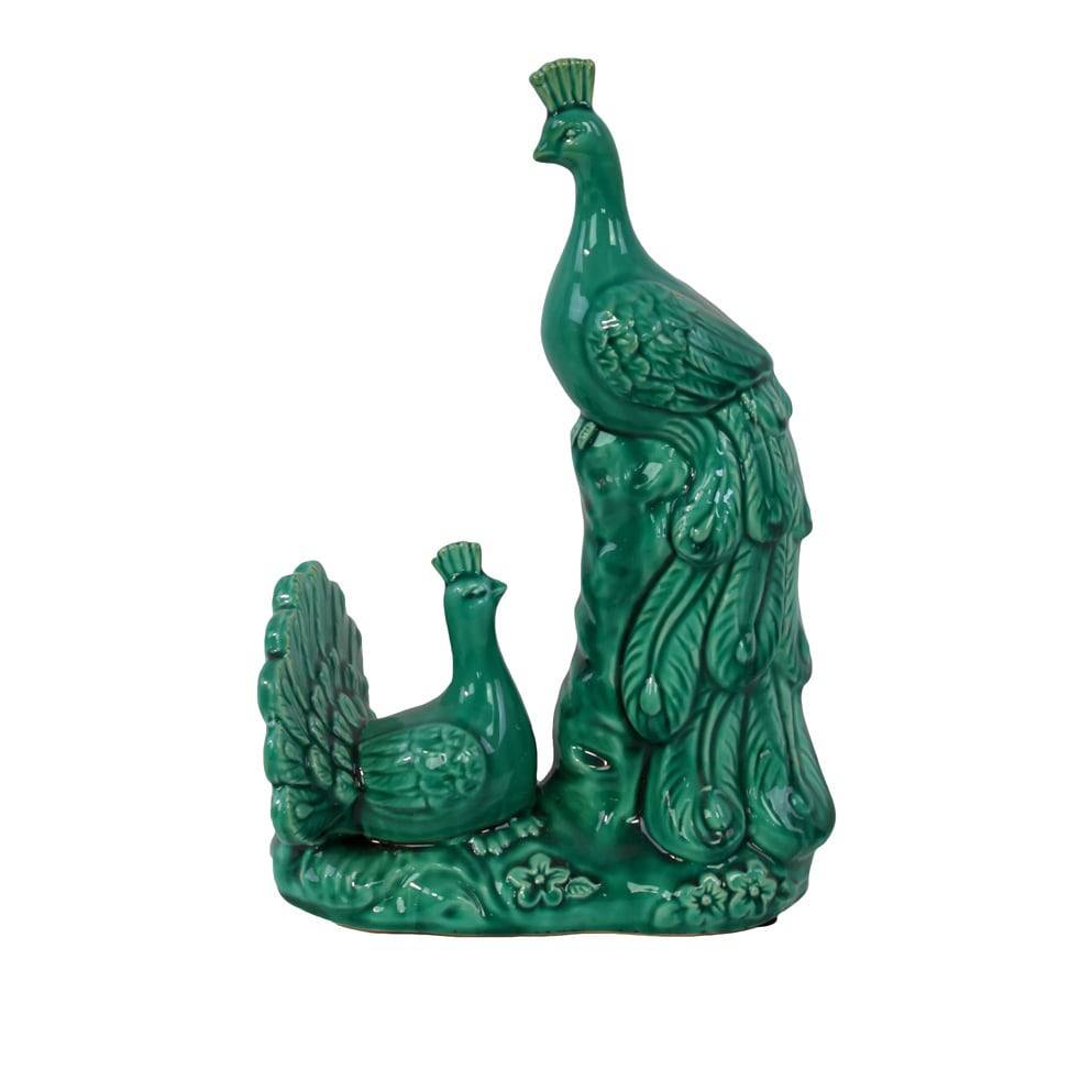 Turquoise Ceramic Decorative Peacock Bird Figurine