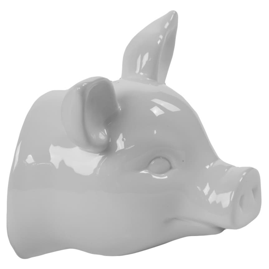 White Ceramic Pig Head Wall Decor