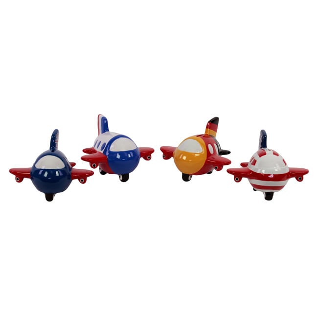 Ceramic Airplane Money Banks (set Of 4)