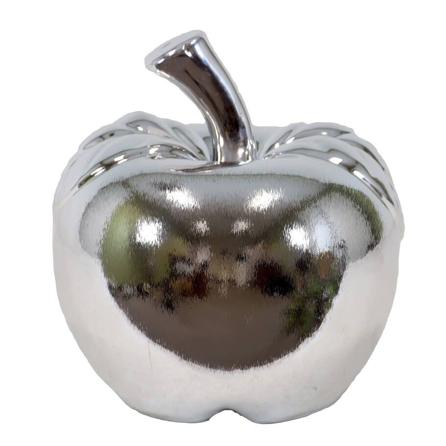 Large Silvertone Ceramic Apple