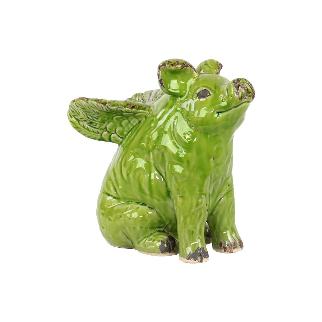 Green Ceramic Flying Pig