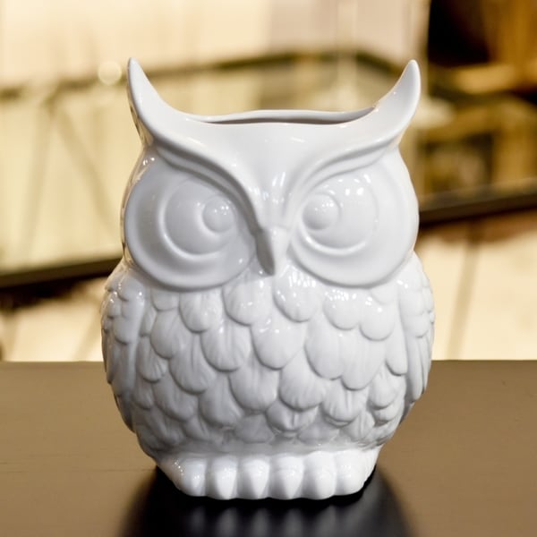 Utc70380 Ceramic Owl Figurine Vase Lg Gloss Finish White Utc70380 Ceramic Owl Figurine Vase Lg Gloss Finish White