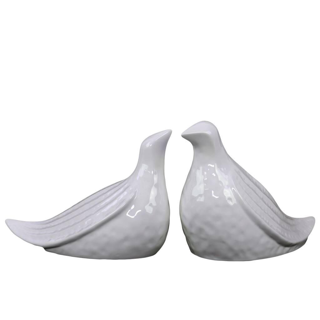 White Ceramic Bird (Set of 2)