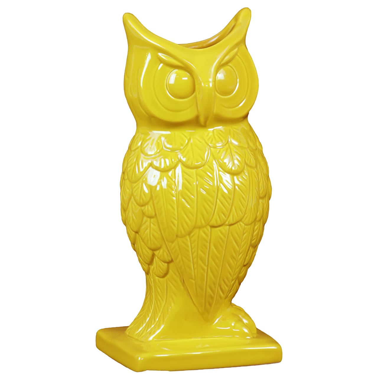 Yellow Ceramic Owl (Yellow Dimensions 9 inches high x 4.5 inches wide x 4 inches deep CeramicColor Yellow Dimensions 9 inches high x 4.5 inches wide x 4 inches deep)