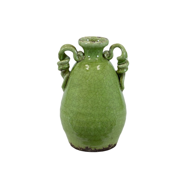 Ceramic Double handle Tuscan Green Vase Urban Trends Collection Vases
